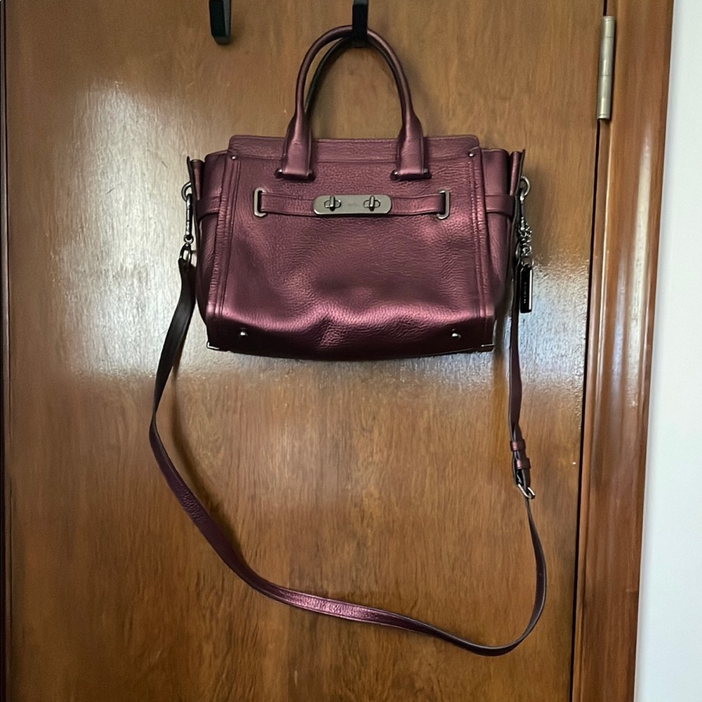 Coach Metallic Burgundy Crossbody Bag - Picture 3 of 7